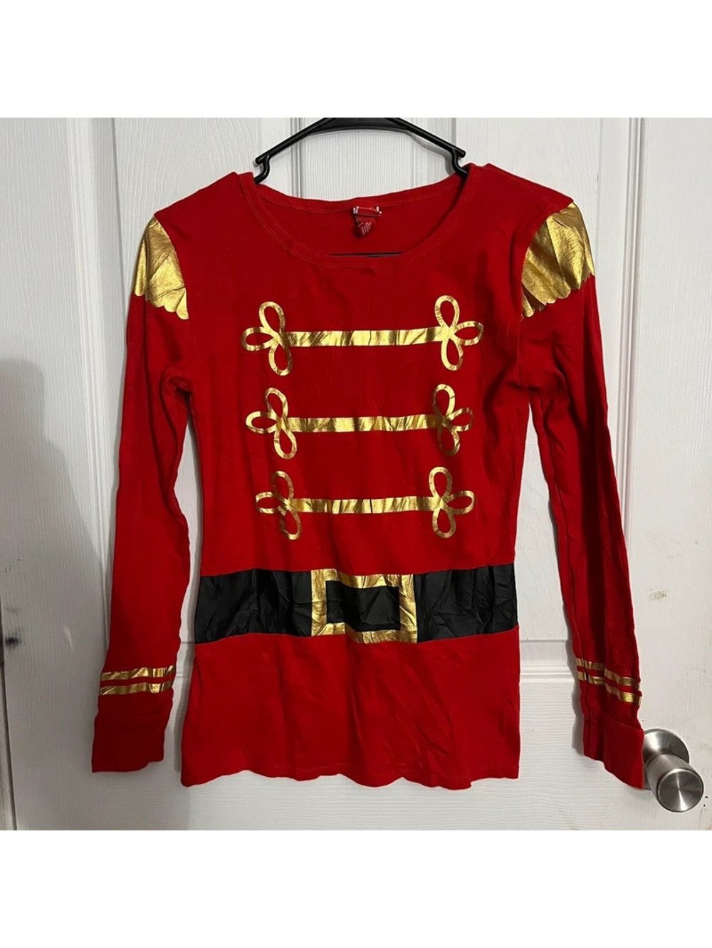 Red Gold Nutcracker Christmas Shirt S